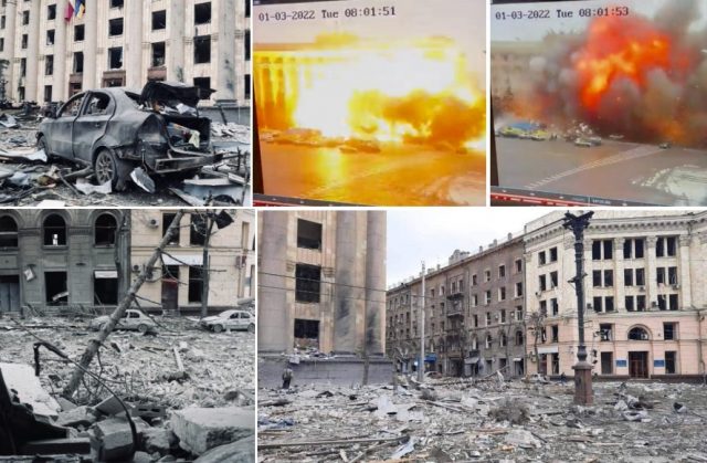 Russias-Invasion-Of-Ukraine-Missiles-and-rockets-hit-Kharkivs-Freedom-Square-and-opera-house