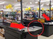 Výklenek u pokladny v supermarketu. Většina zákazníků neví, k čemu to je