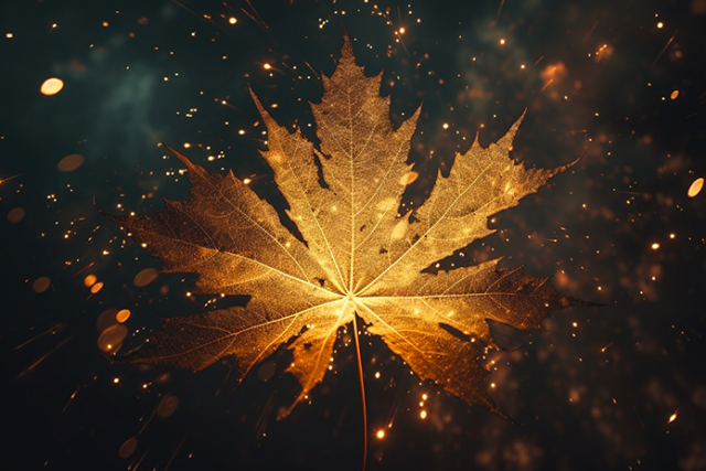 vibrant-autumn-tree-illuminated-glowing-orange-flame-generated-by-ai